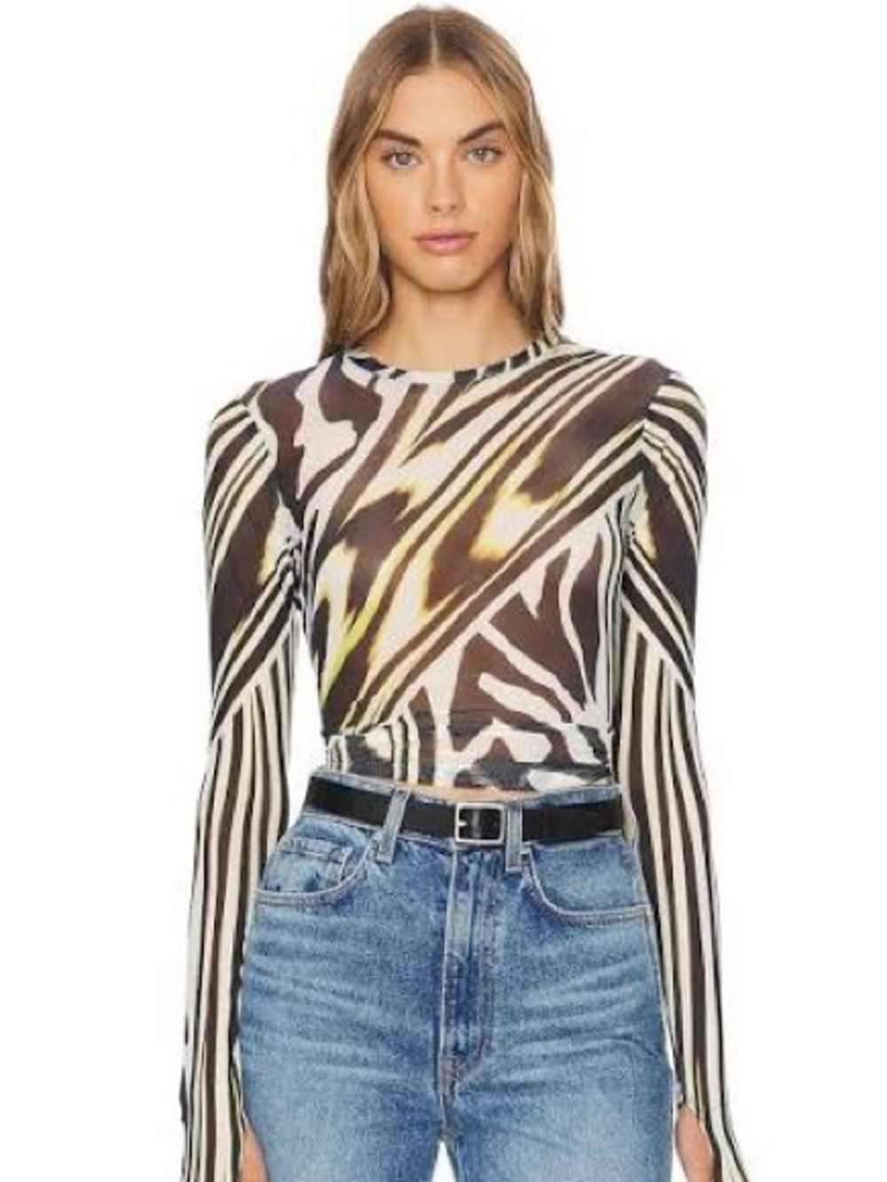 AFRM Kaylee Top in Zebra Lime (S)